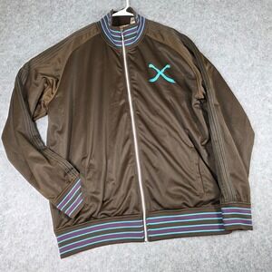 VTG Artful Dodger Track Jacket Brown Blue Studded Y2K Streetwear Hip Hop Art 4XL